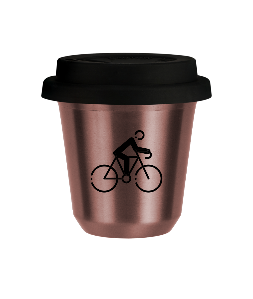 Tasse 240 ml OR ROSE "Cyclisme 3", avec couvercle noir Tasse 240 ml OR ROSE "Cyclisme 3", avec couvercle noir