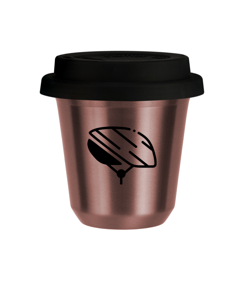 Tasse 240 ml OR ROSE "Casque", avec couvercle noir Tasse 240 ml OR ROSE "Casque", avec couvercle noir