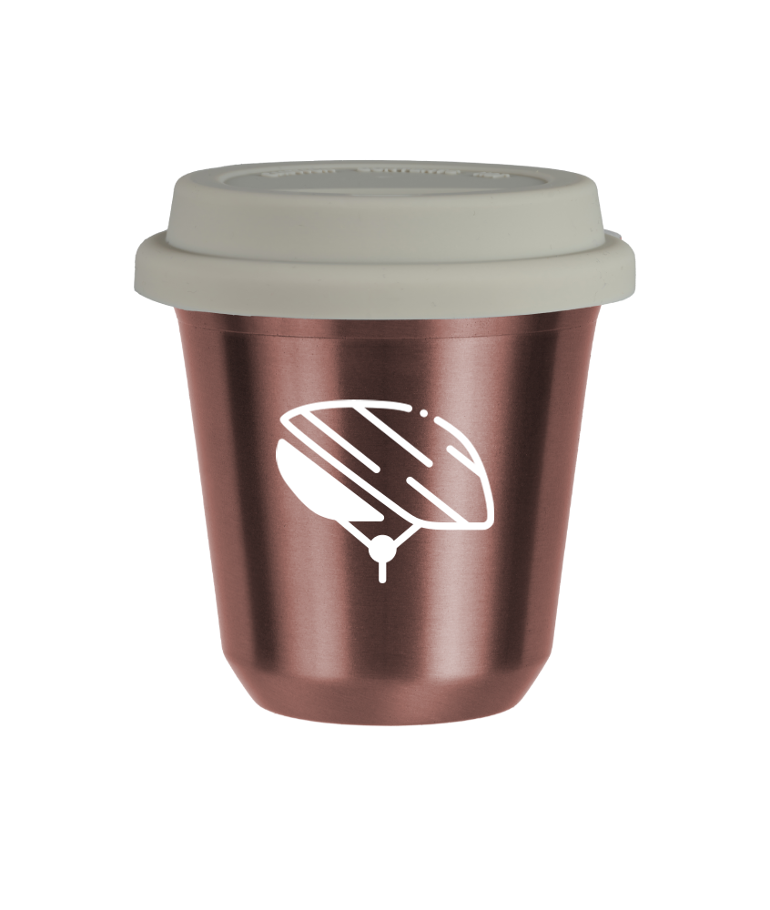 Tasse 240 ml OR ROSE "Casque (blanc)", avec couvercle blanc Tasse 240 ml OR ROSE "Casque (blanc)", avec couvercle blanc