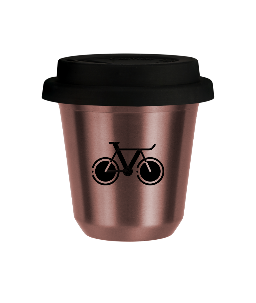 Tasse 240 ml OR ROSE "Vélo 1", avec couvercle noir Tasse 240 ml OR ROSE "Vélo 1", avec couvercle noir