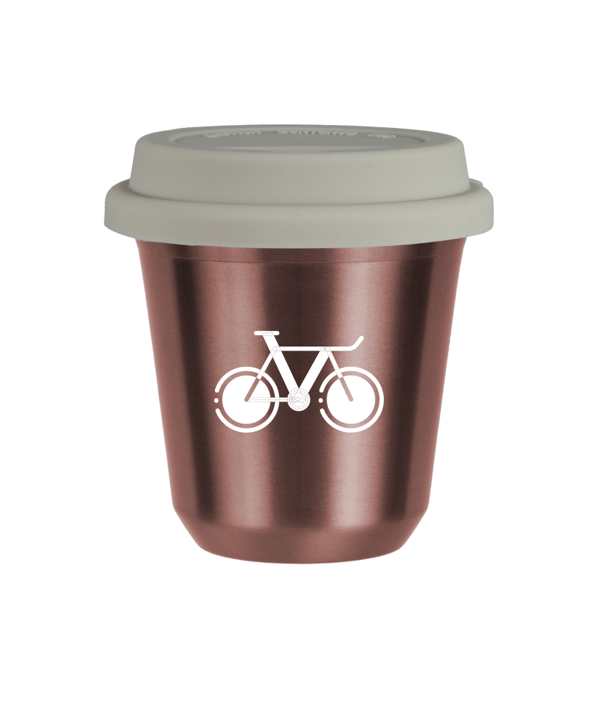 Tasse 240 ml OR ROSE "Vélo 1 (blanc)", avec couvercle blanc Tasse 240 ml OR ROSE "Vélo 1 (blanc)", avec couvercle blanc