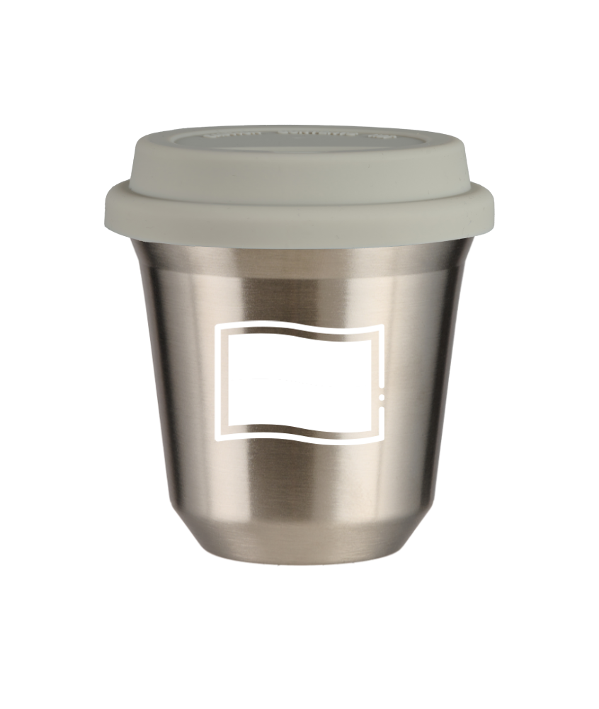 Tasse 80 ml ARGENT "Drapeau polonais (blanc)", avec couvercle blanc