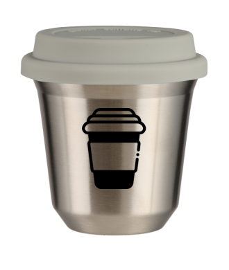 Tasse 80 ml ARGENT, avec couvercle blanc Tasse 80 ml ARGENT, avec couvercle blanc