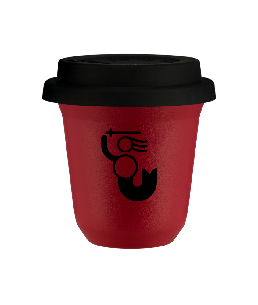 Tasse 240 ml ROUGE "WARSZAWSKA SYRENKA", avec couvercle noir Tasse 240 ml ROUGE "WARSZAWSKA SYRENKA", avec couvercle noir