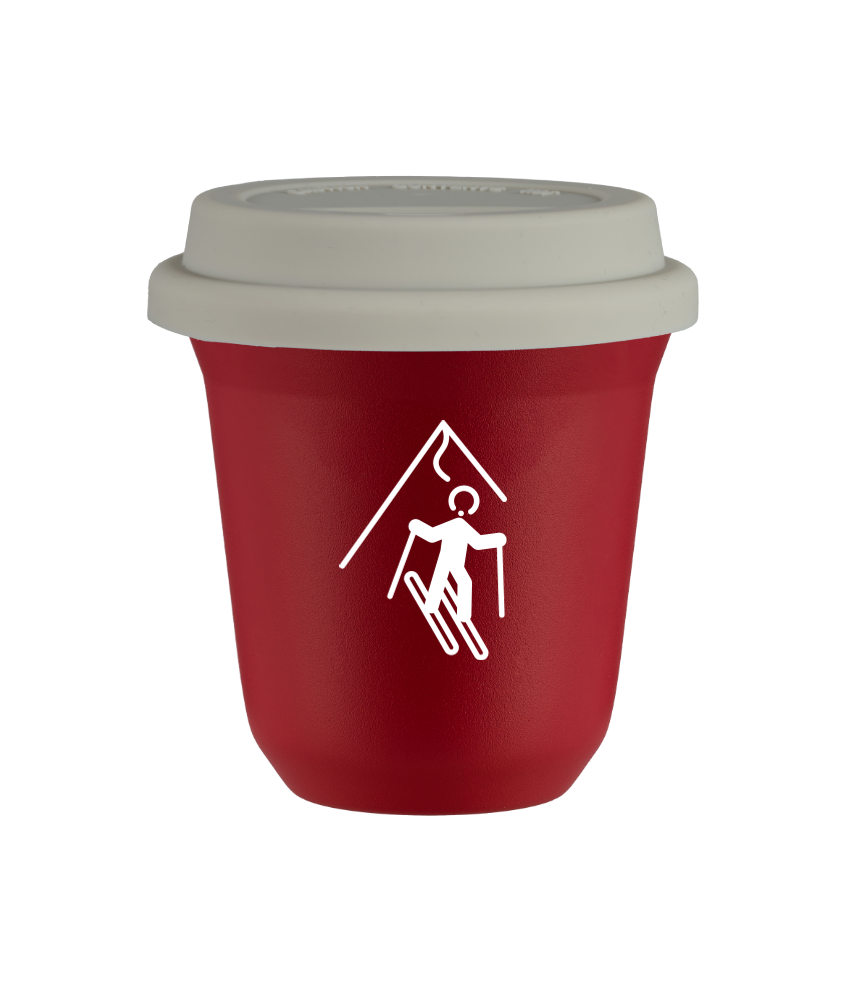 Tasse 240 ml ROUGE "Ski (blanc)", avec couvercle blanc Tasse 240 ml ROUGE "Ski (blanc)", avec couvercle blanc