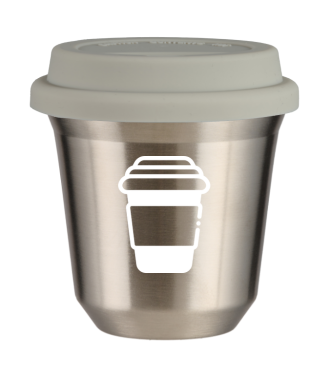 Tasse 80 ml ARGENT, avec couvercle blanc Tasse 80 ml ARGENT, avec couvercle blanc