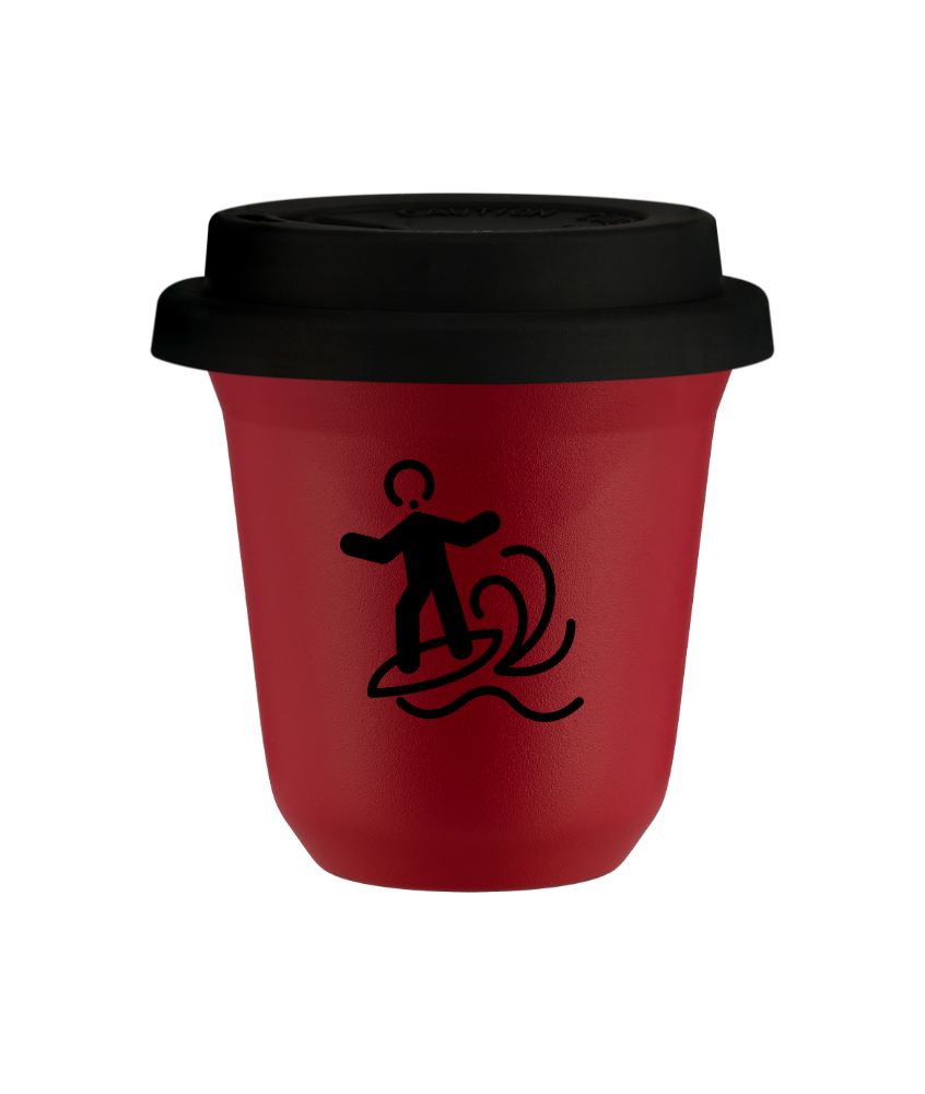 Tasse 240 ml ROUGE "Planche à voile", avec couvercle noir Tasse 240 ml ROUGE "Planche à voile", avec couvercle noir