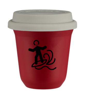 Tasse 240 ml ROUGE "Planche à voile (noir)", avec couvercle blanc Tasse 240 ml ROUGE "Planche à voile (noir)", avec couvercle blanc