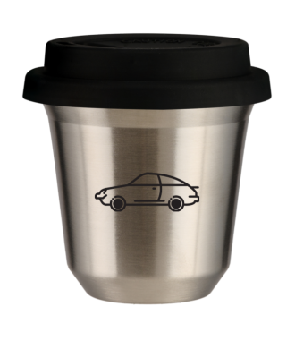 Tasse 80 ml ARGENT "Voiture (noir)", avec couvercle noir Tasse 80 ml ARGENT "Voiture (noir)", avec couvercle noir