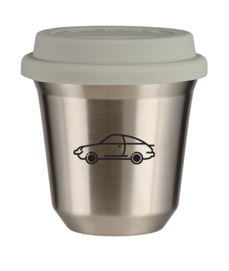 Tasse 80 ml ARGENT "Voiture (noir)", avec couvercle blanc Tasse 80 ml ARGENT "Voiture (noir)", avec couvercle blanc