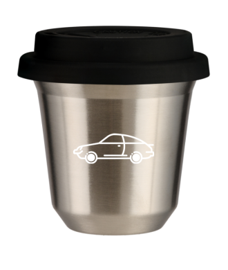 Tasse 80 ml ARGENT "Voiture (blanc)", avec couvercle noir Tasse 80 ml ARGENT "Voiture (blanc)", avec couvercle noir