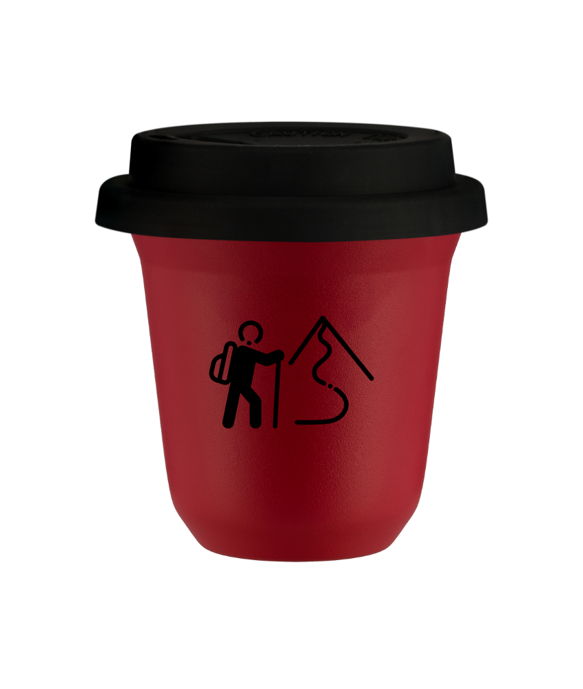 Tasse 240 ml ROUGE "Escalade 2", avec couvercle noir Tasse 240 ml ROUGE "Escalade 2", avec couvercle noir