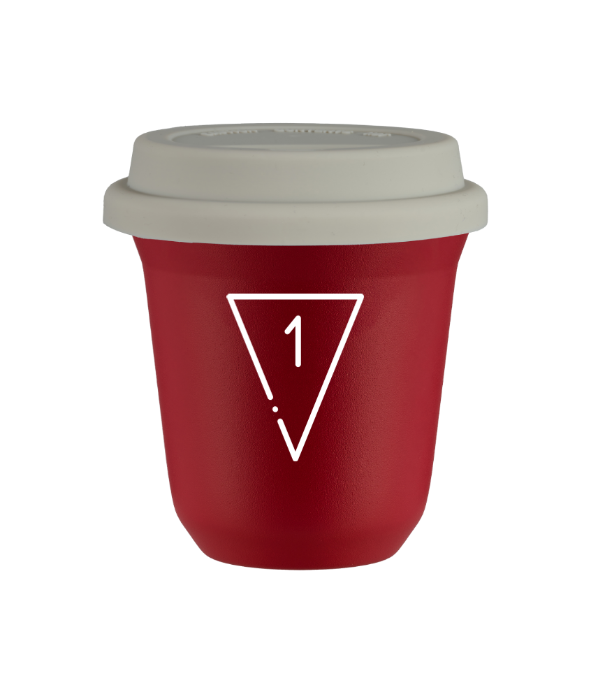 Tasse 240 ml ROUGE "1 (blanc)", avec couvercle blanc Tasse 240 ml ROUGE "1 (blanc)", avec couvercle blanc