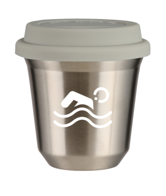 Tasse 80 ml ARGENT "Natation (blanc)", avec couvercle blanc Tasse 80 ml ARGENT "Natation (blanc)", avec couvercle blanc