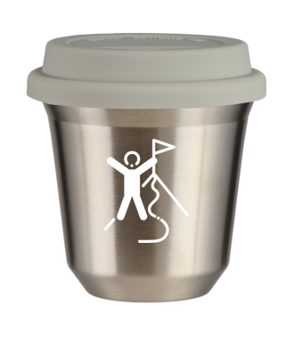 Tasse 80 ml ARGENT "Escalade 1 (blanc)", avec couvercle blanc Tasse 80 ml ARGENT "Escalade 1 (blanc)", avec couvercle blanc