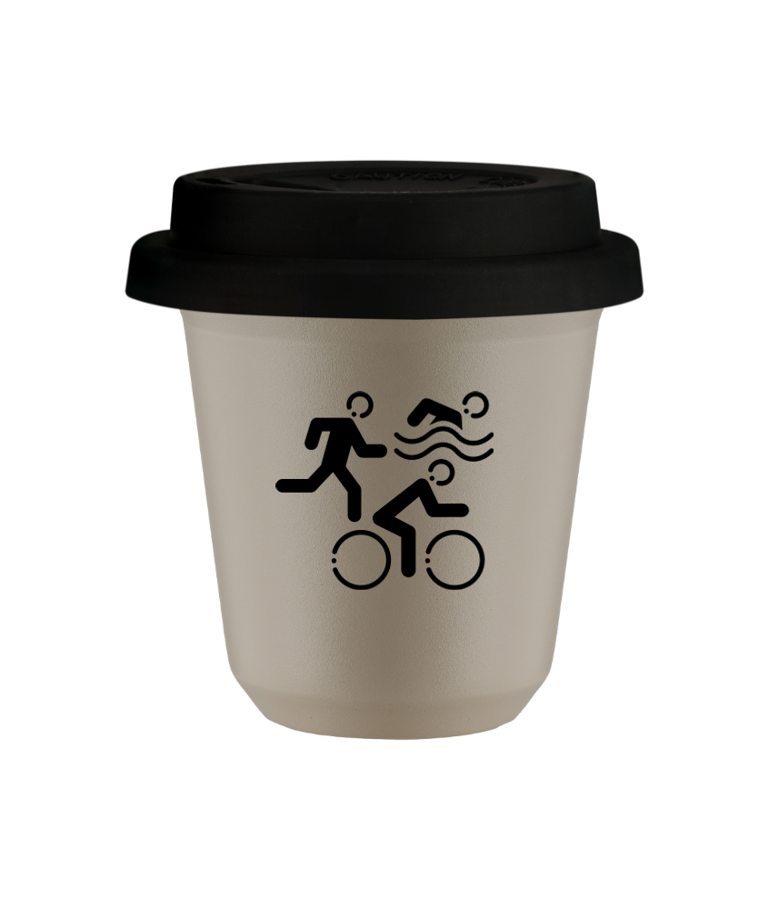 Tasse 240 ml BEIGE "Sports", avec couvercle noir Tasse 240 ml BEIGE "Sports", avec couvercle noir