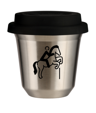 Tasse 80 ml ARGENT "Équitation 1 (noir)", avec couvercle noir Tasse 80 ml ARGENT "Équitation 1 (noir)", avec couvercle noir