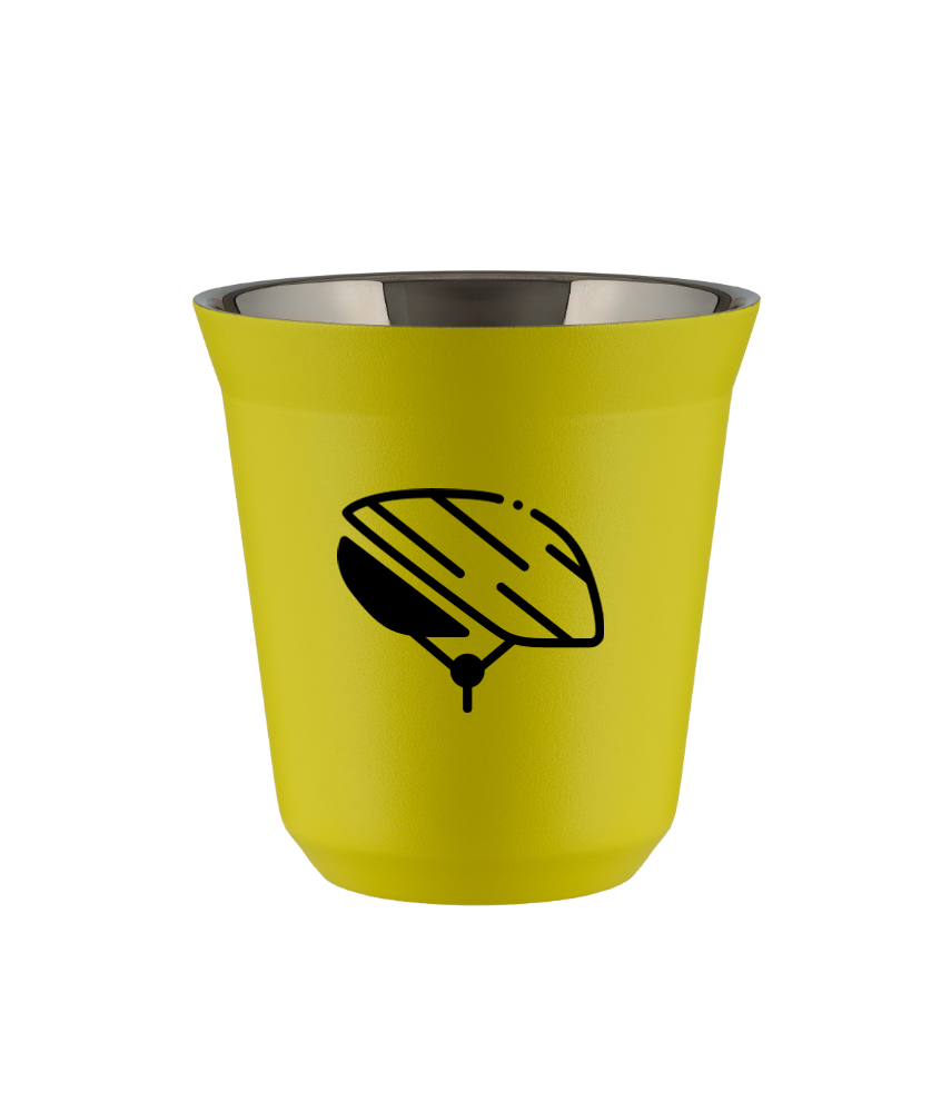 Tasse 240 ml JAUNE "Casque (noir)" Tasse 240 ml JAUNE "Casque (noir)"