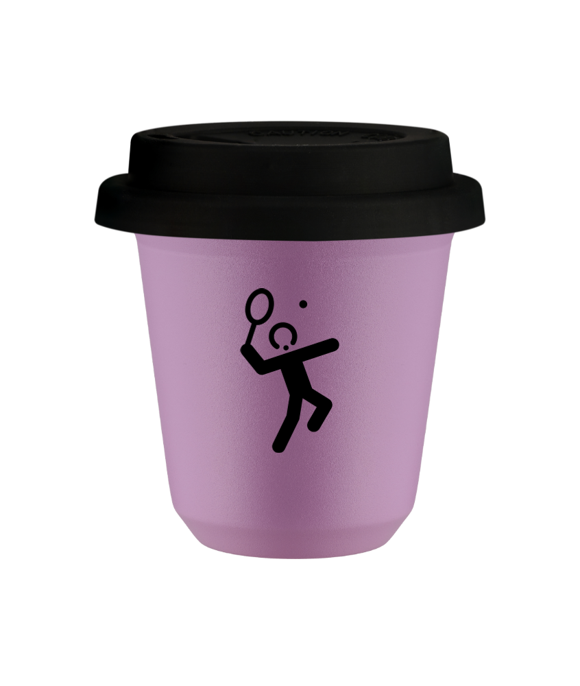 Tasse 240 ml LILAS "Tennis 2", avec couvercle noir