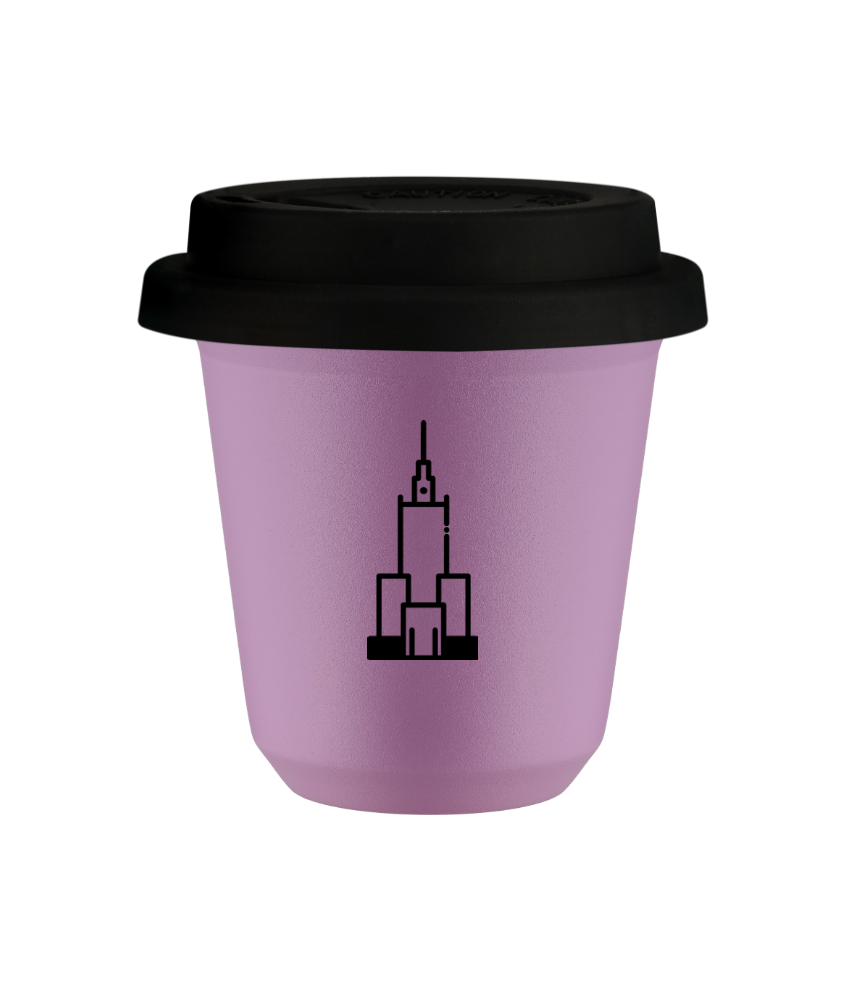 Tasse 240 ml LILAS "Pałac kultury i nauki", avec couvercle noir Tasse 240 ml LILAS "Pałac kultury i nauki", avec couvercle noir
