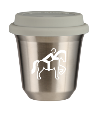 Tasse 80 ml ARGENT "Équitation 2 (blanc)", avec couvercle blanc Tasse 80 ml ARGENT "Équitation 2 (blanc)", avec couvercle blanc