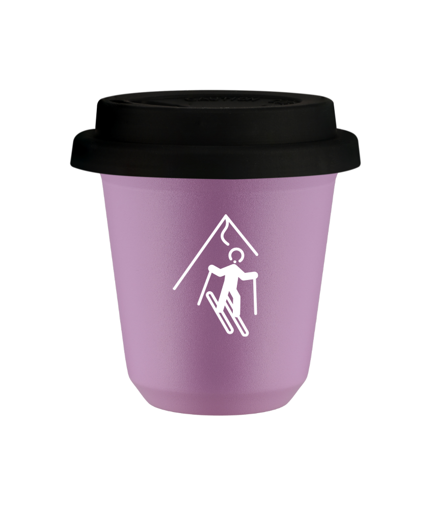 Tasse 240 ml LILAS "Ski (blanc)", avec couvercle noir Tasse 240 ml LILAS "Ski (blanc)", avec couvercle noir