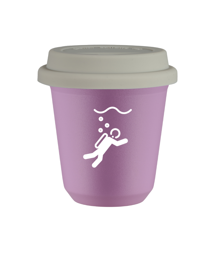 Tasse 240 ml LILAS "Plongée (blanc)", avec couvercle blanc