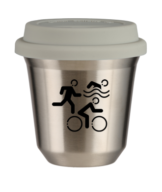 Tasse 80 ml ARGENT "Sports (noir)", avec couvercle blanc Tasse 80 ml ARGENT "Sports (noir)", avec couvercle blanc