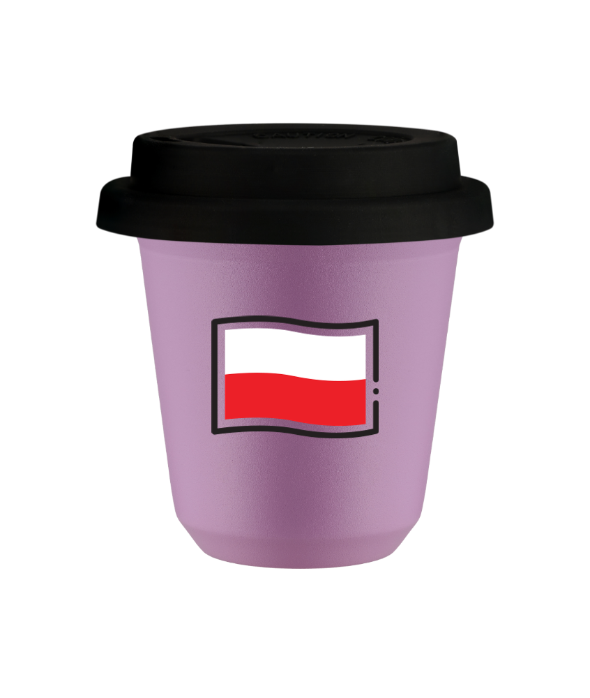 Tasse 240 ml LILAS "Drapeau polonais (noir)", avec couvercle noir Tasse 240 ml LILAS "Drapeau polonais (noir)", avec couvercle noir