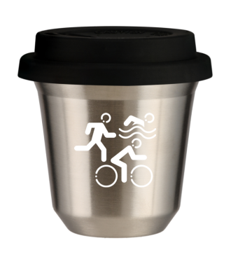 Tasse 80 ml ARGENT "Sports (blanc)", avec couvercle noir Tasse 80 ml ARGENT "Sports (blanc)", avec couvercle noir