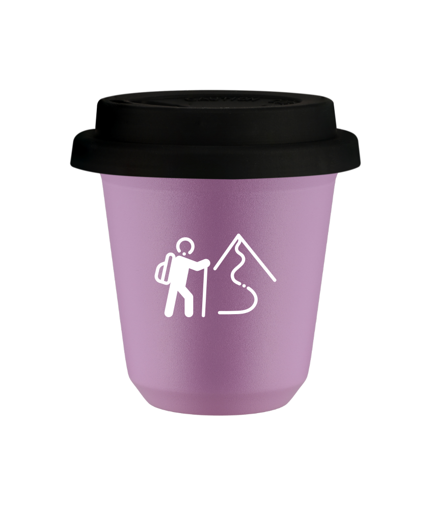Tasse 240 ml LILAS "Escalade 2 (blanc)", avec couvercle noir Tasse 240 ml LILAS "Escalade 2 (blanc)", avec couvercle noir