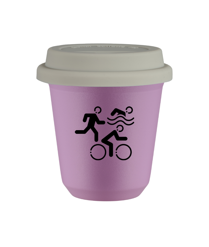 Tasse 240 ml LILAS "Sports", avec couvercle blanc