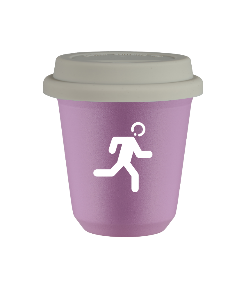 Tasse 240 ml LILAS "Coureur (blanc)", avec couvercle blanc Tasse 240 ml LILAS "Coureur (blanc)", avec couvercle blanc