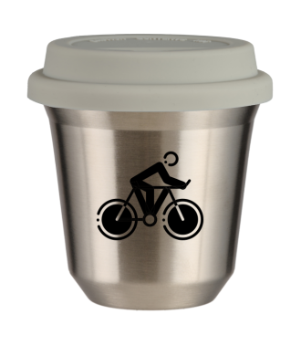 Tasse 80 ml ARGENT "Cyclisme 2", avec couvercle blanc Tasse 80 ml ARGENT "Cyclisme 2", avec couvercle blanc