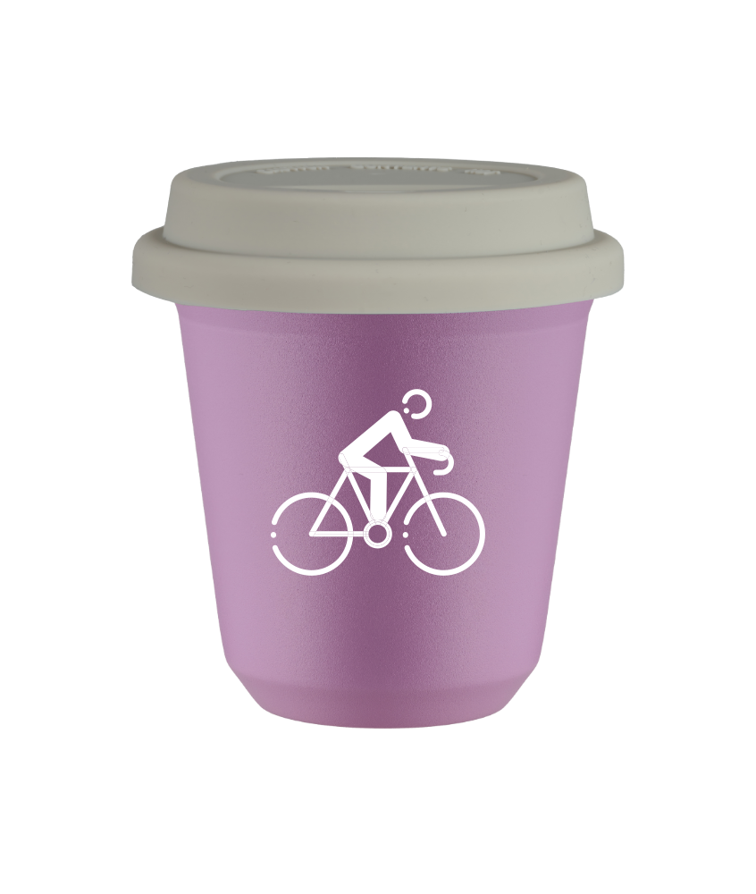 Tasse 240 ml LILAS "Cyclisme 3 (blanc)", avec couvercle blanc Tasse 240 ml LILAS "Cyclisme 3 (blanc)", avec couvercle blanc
