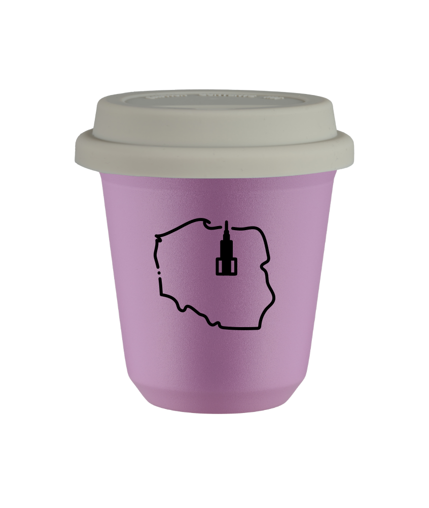Tasse 240 ml LILAS "Pologne", avec couvercle blanc