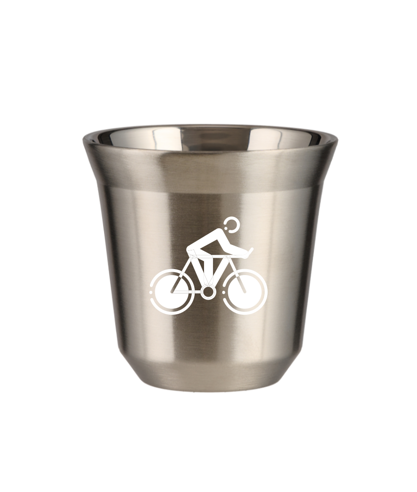 Tasse 80 ml ARGENT "Cyclisme 2 (blanc)"