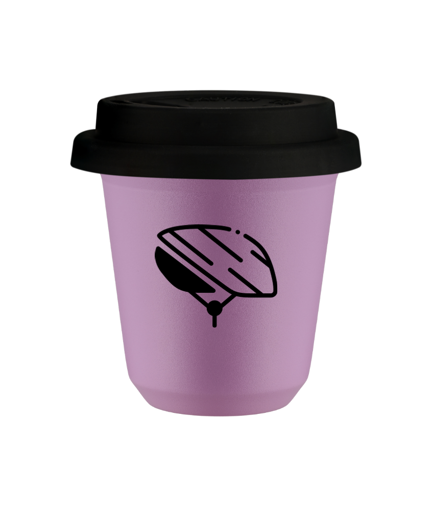 Tasse 240 ml LILAS "Casque", avec couvercle noir