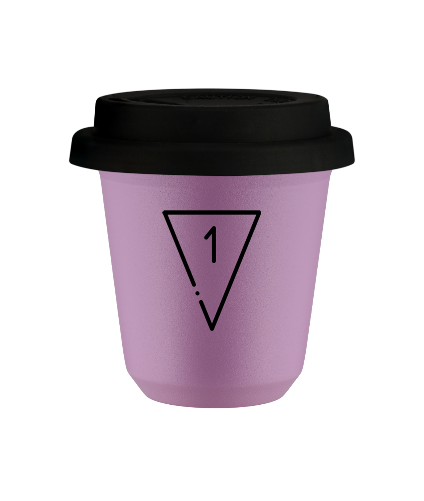 Tasse 240 ml LILAS "1 (noir)", avec couvercle noir