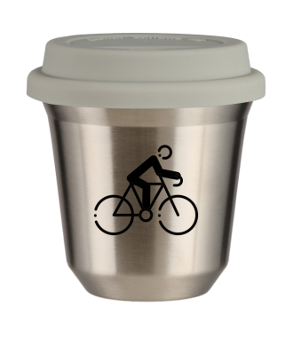 Tasse 80 ml ARGENT "Cyclisme 3", avec couvercle blanc Tasse 80 ml ARGENT "Cyclisme 3", avec couvercle blanc