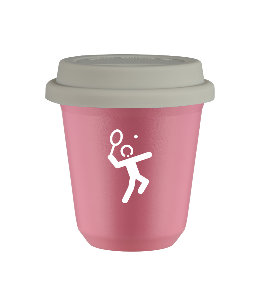 Tasse 240 ml ROSE "Tennis 2 (blanc)", avec couvercle blanc Tasse 240 ml ROSE "Tennis 2 (blanc)", avec couvercle blanc