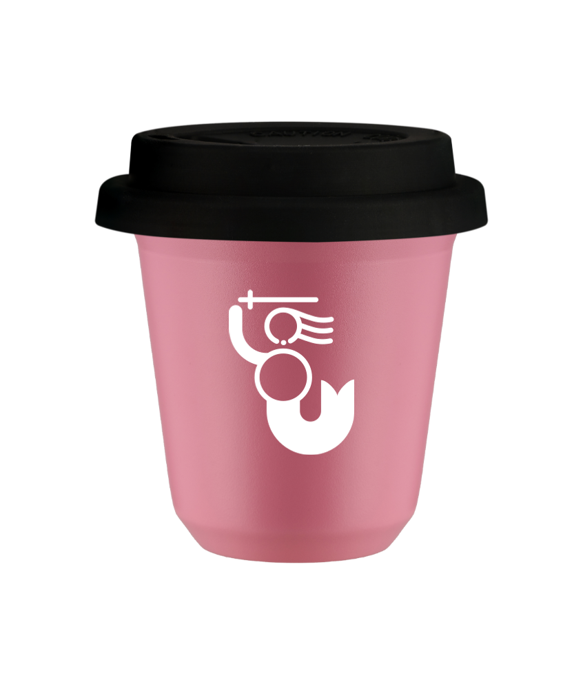 Tasse 240 ml ROSE "WARSZAWSKA SYRENKA (blanc)", avec couvercle noir
