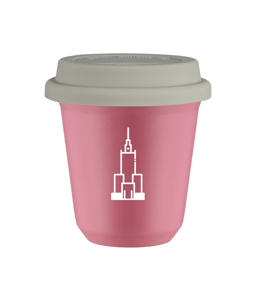 Tasse 240 ml ROSE "Pałac kultury i nauki (blanc)", avec couvercle blanc Tasse 240 ml ROSE "Pałac kultury i nauki (blanc)", avec couvercle blanc