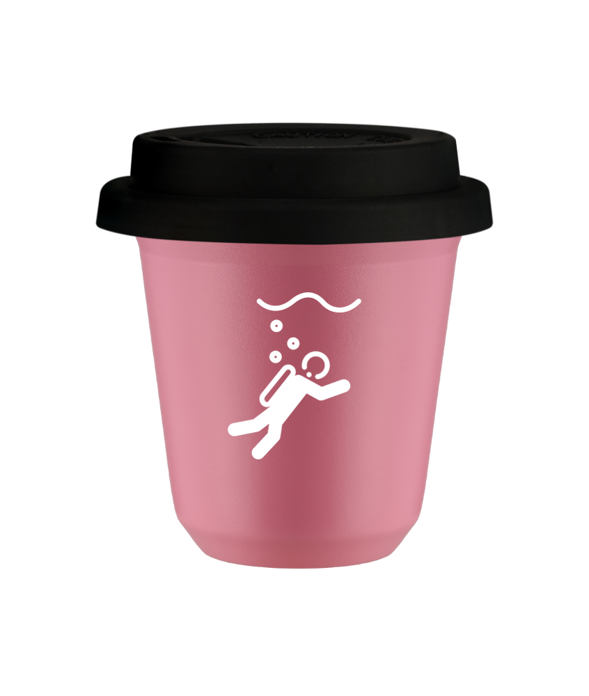 Tasse 240 ml ROSE "Plongée (blanc)", avec couvercle noir Tasse 240 ml ROSE "Plongée (blanc)", avec couvercle noir