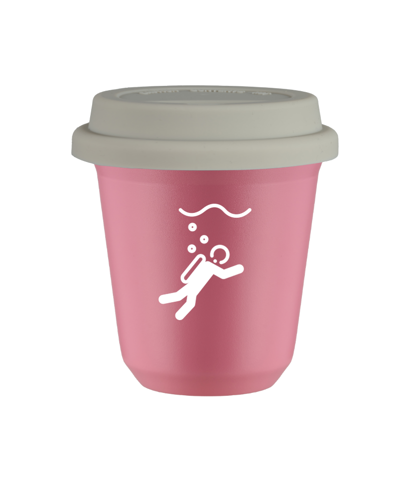 Tasse 240 ml ROSE "Plongée (blanc)", avec couvercle blanc