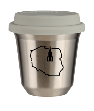 Tasse 80 ml ARGENT "Pologne (noir)", avec couvercle blanc Tasse 80 ml ARGENT "Pologne (noir)", avec couvercle blanc