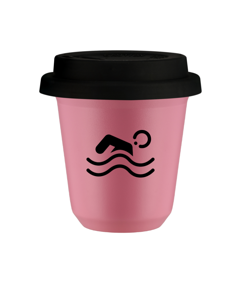 Tasse 240 ml ROSE "Natation", avec couvercle noir Tasse 240 ml ROSE "Natation", avec couvercle noir