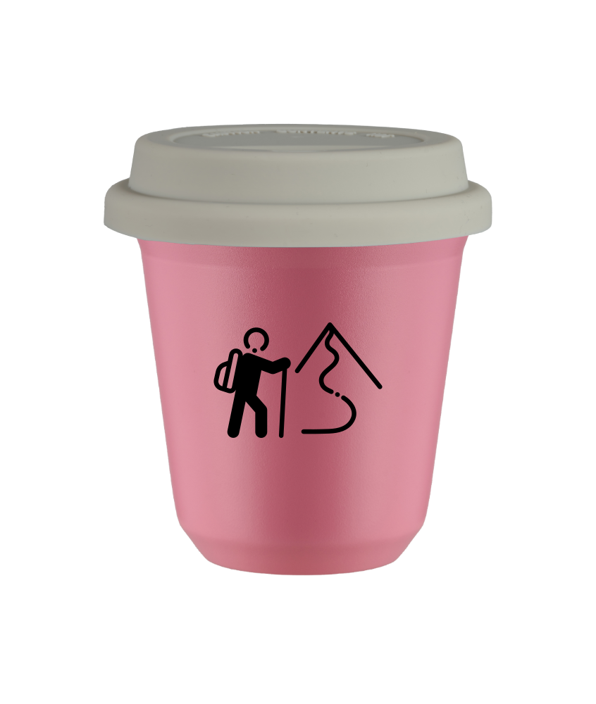 Tasse 240 ml ROSE "Escalade 2", avec couvercle blanc Tasse 240 ml ROSE "Escalade 2", avec couvercle blanc