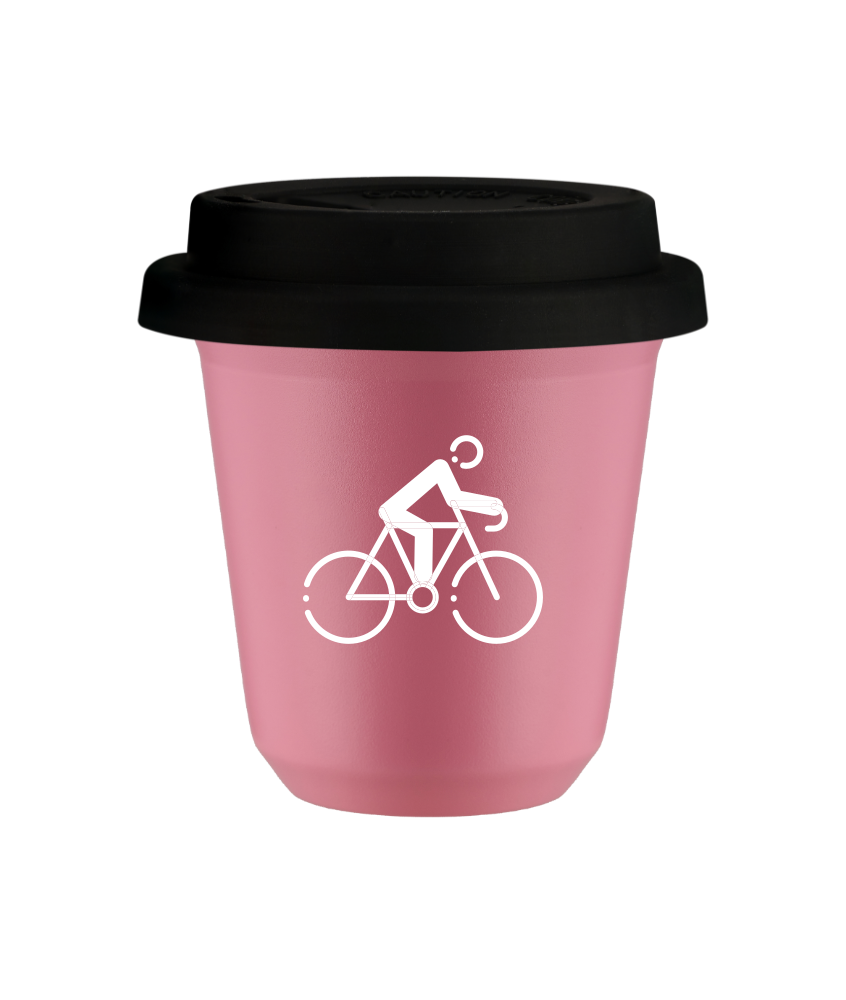 Tasse 240 ml ROSE "Cyclisme 3 (blanc)", avec couvercle noir Tasse 240 ml ROSE "Cyclisme 3 (blanc)", avec couvercle noir