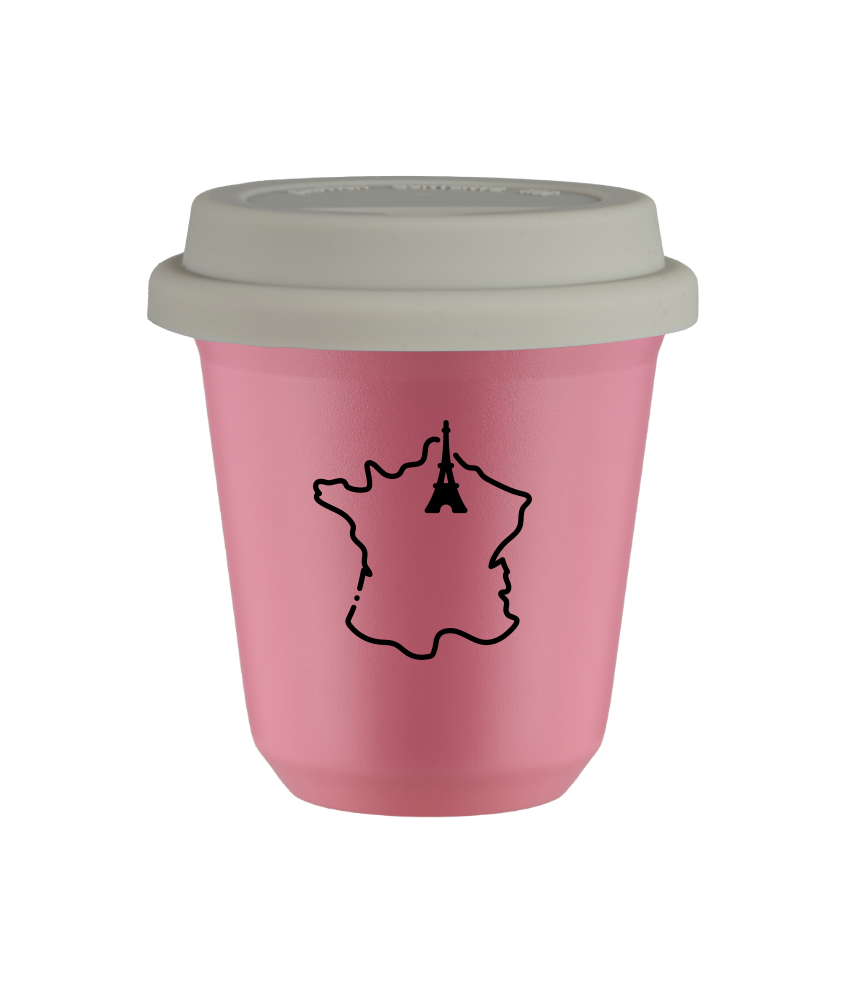 Tasse 240 ml ROSE "France", avec couvercle blanc Tasse 240 ml ROSE "France", avec couvercle blanc